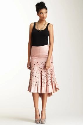 hypoallergenic material Antiqued Goat Leather Tango Skirt - Blush Pink