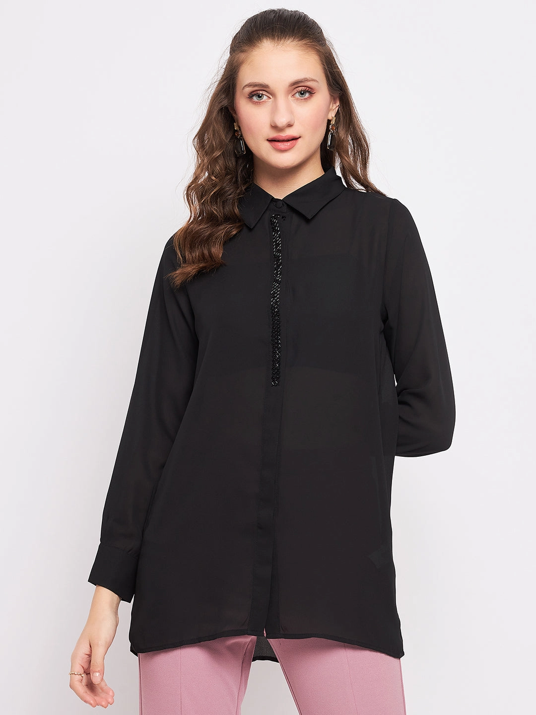 Layering Essential Madame Black Embellished Shirt