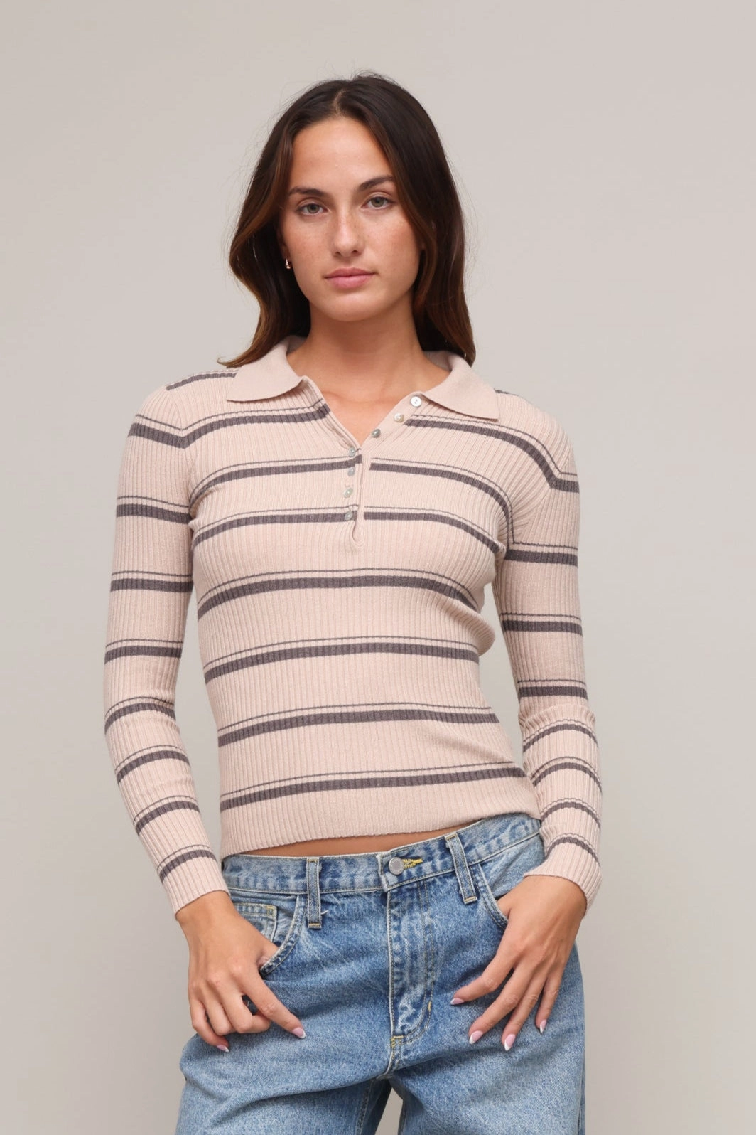 Quinn Striped Polo Sweater Classic Pick