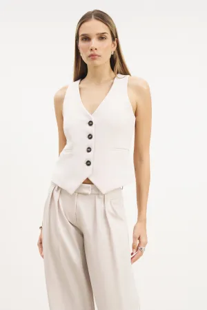 Clean Cut Waistcoat - Ecru Casual Pullover Quick Dry Material
