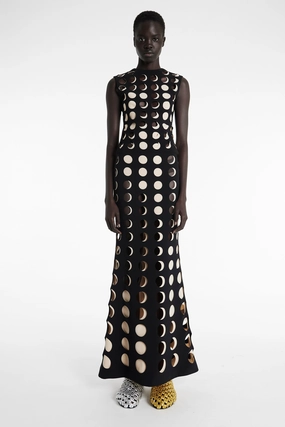 Comfortable Cut TemperatureRegulating Material Top With Layered Circular Cutouts Black Nude