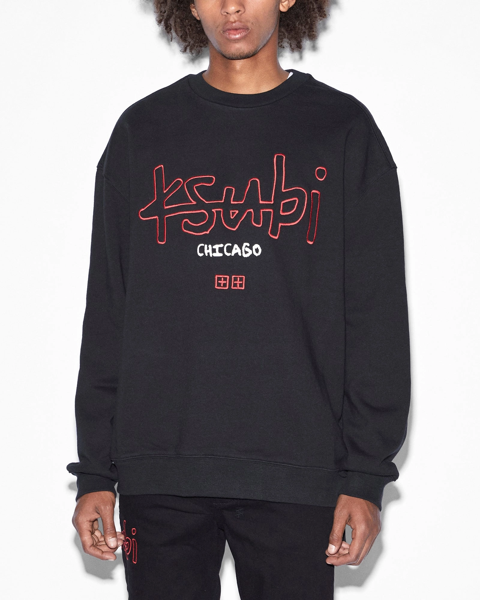Contrast Stitch CHICAGO 4X4 BIGGIE CREW JET BLACK