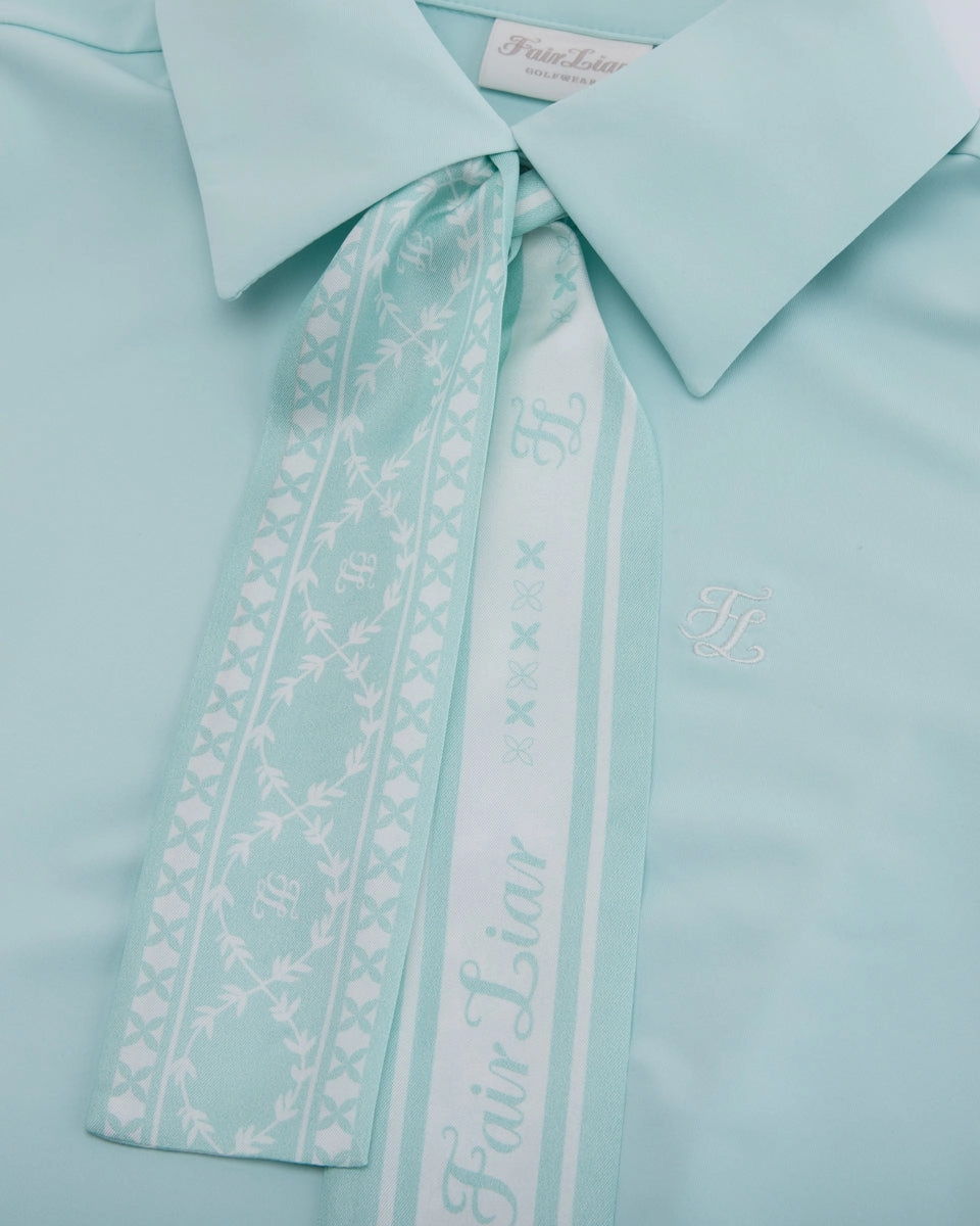 GarmentWashed Texture PocketDetails Fair Liar silk scarf set t-shirt - Mint