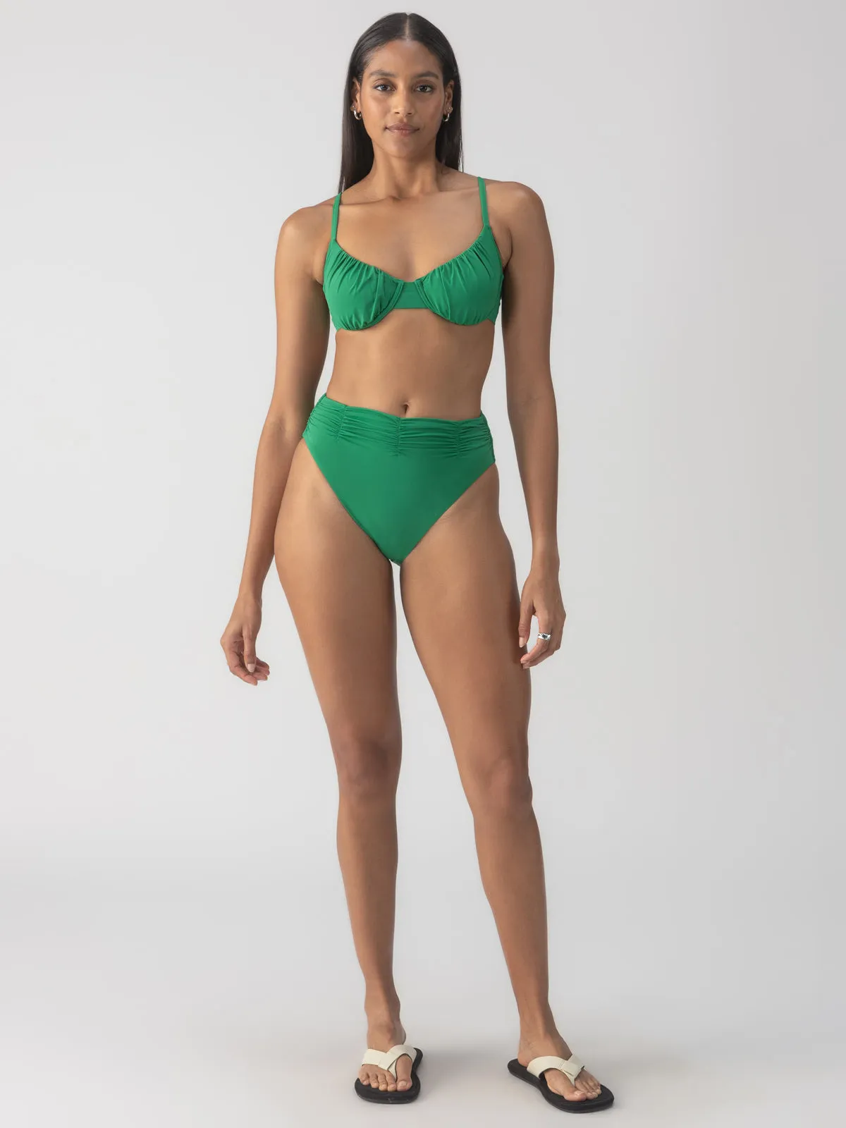 Beach Goddess Excess Shirr Cup Bikini Top Perky Palm Breathable mesh