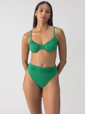 Beach Goddess Excess Shirr Cup Bikini Top Perky Palm DoubleStitchedHem Lightweight Layering Option