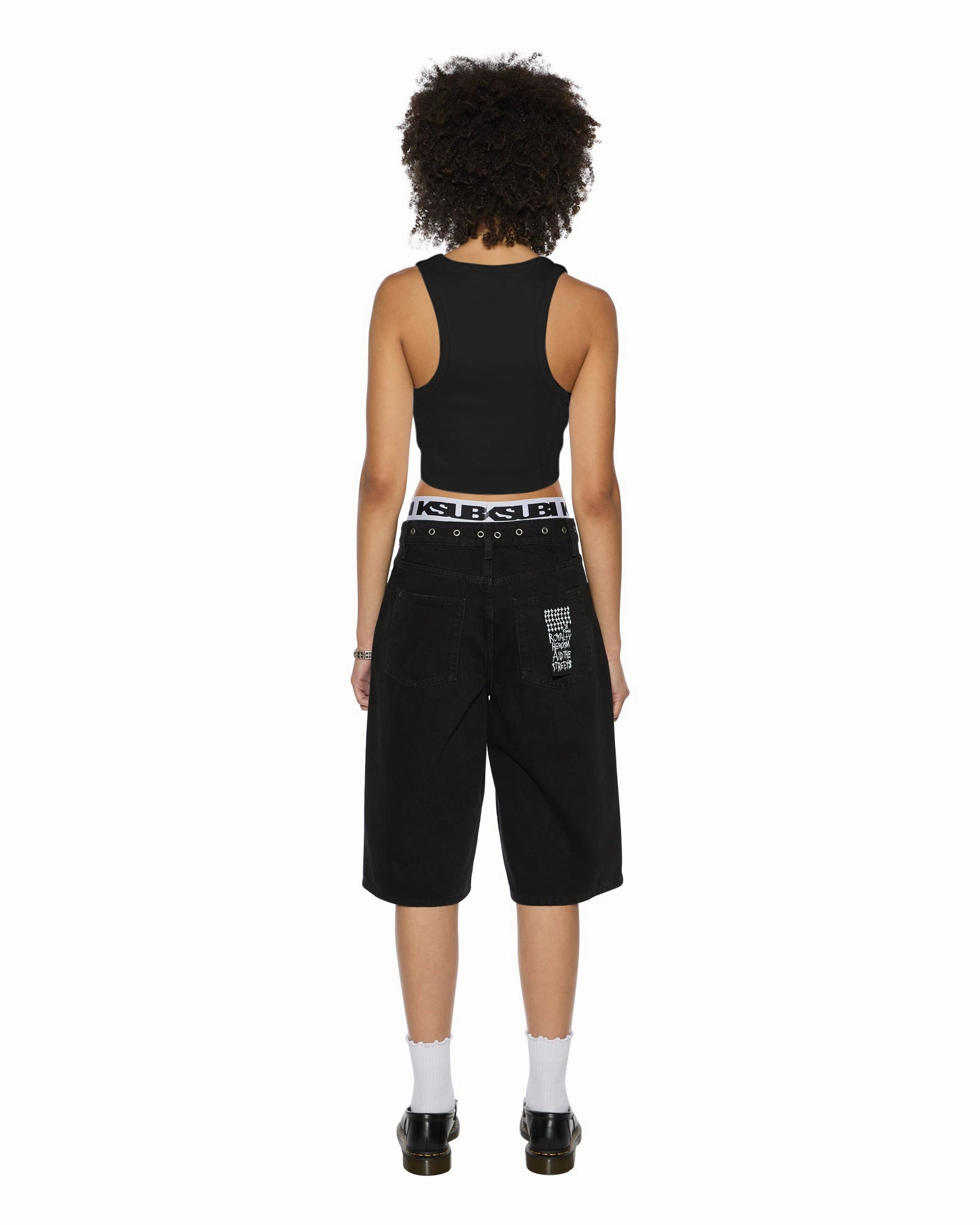 STACKED ORIGIN CROP BLACK BreathableMeshPanels SlimFitAdaptation