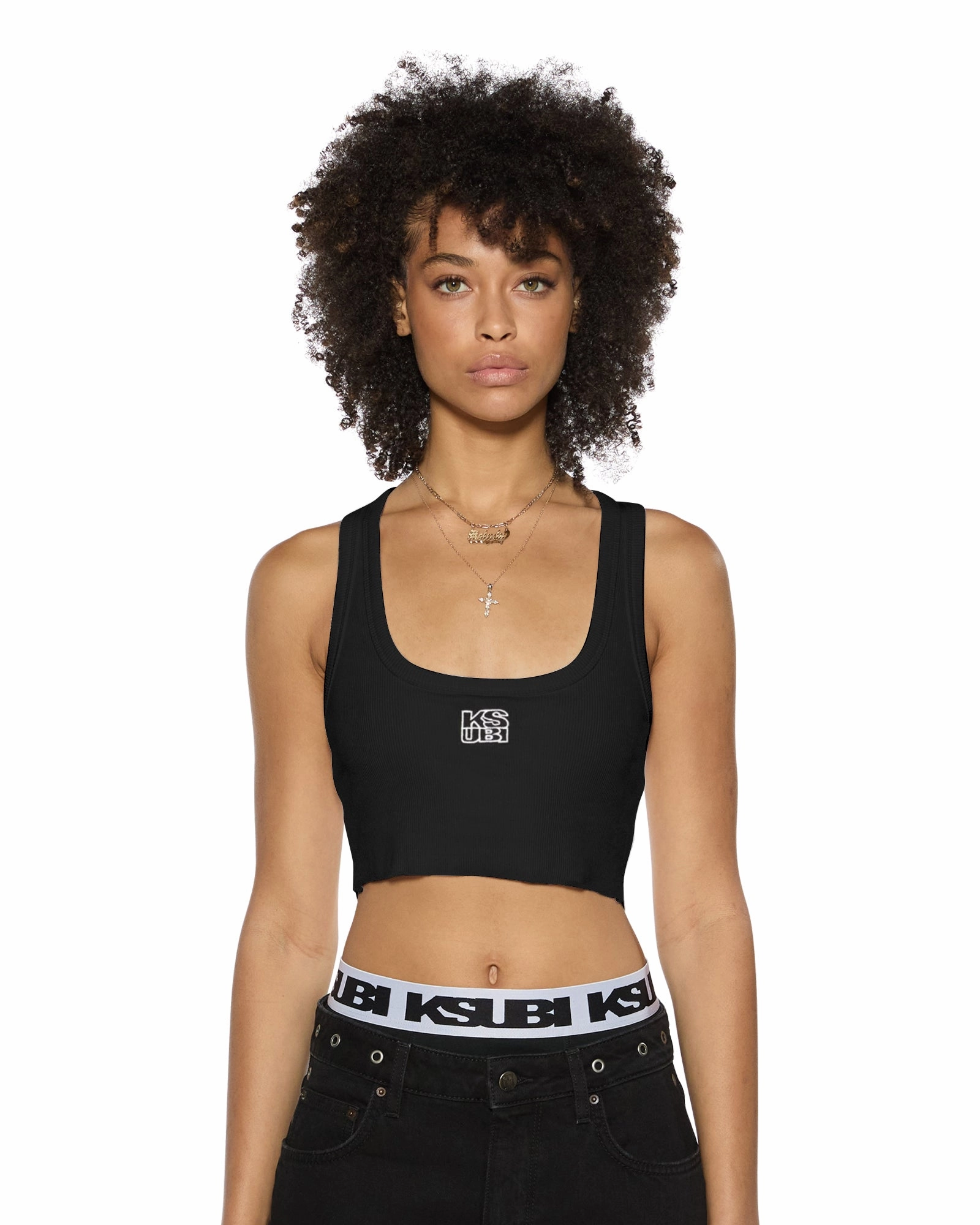 OversizedFit CompressionTechnology STACKED ORIGIN CROP BLACK