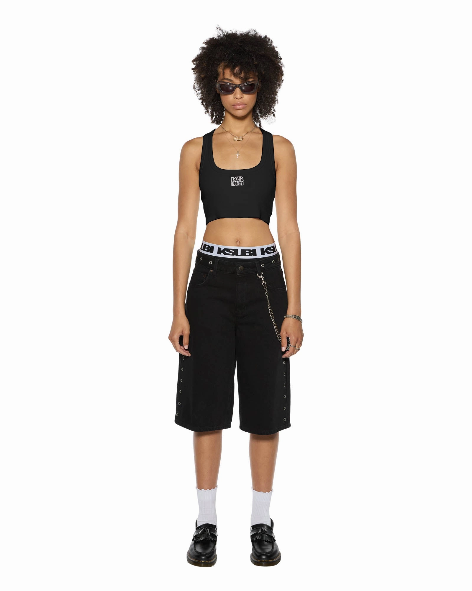 RibbedTrim STACKED ORIGIN CROP BLACK