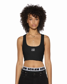 OversizedFit CompressionTechnology STACKED ORIGIN CROP BLACK
