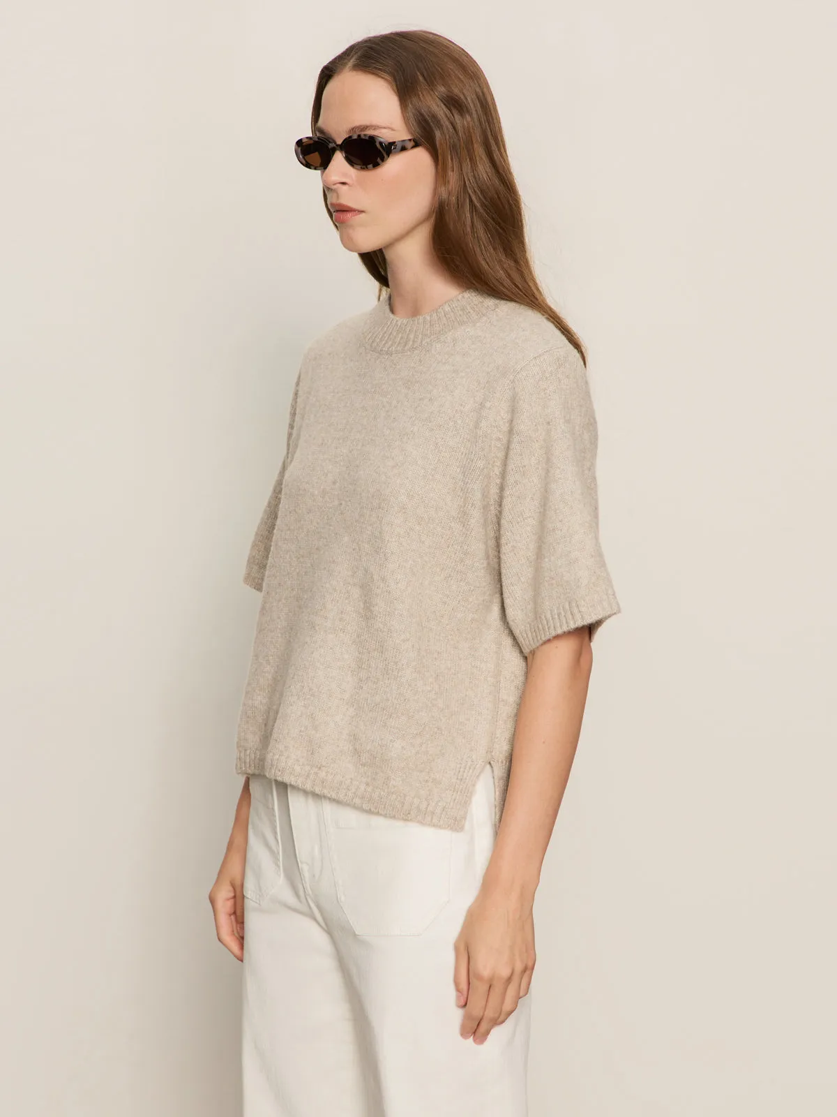 Perfect Sweater Tee Heather Pearl BreathableFabricTech Cozy Knit