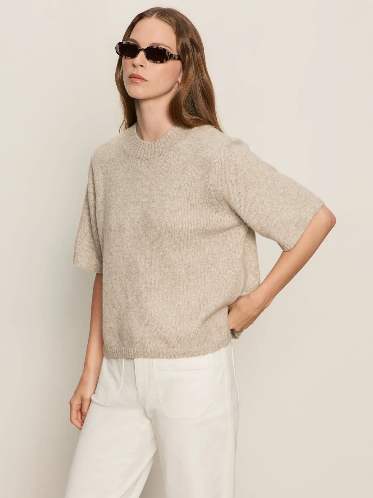Flatlock stitching Tailored Silhouette Perfect Sweater Tee Heather Pearl