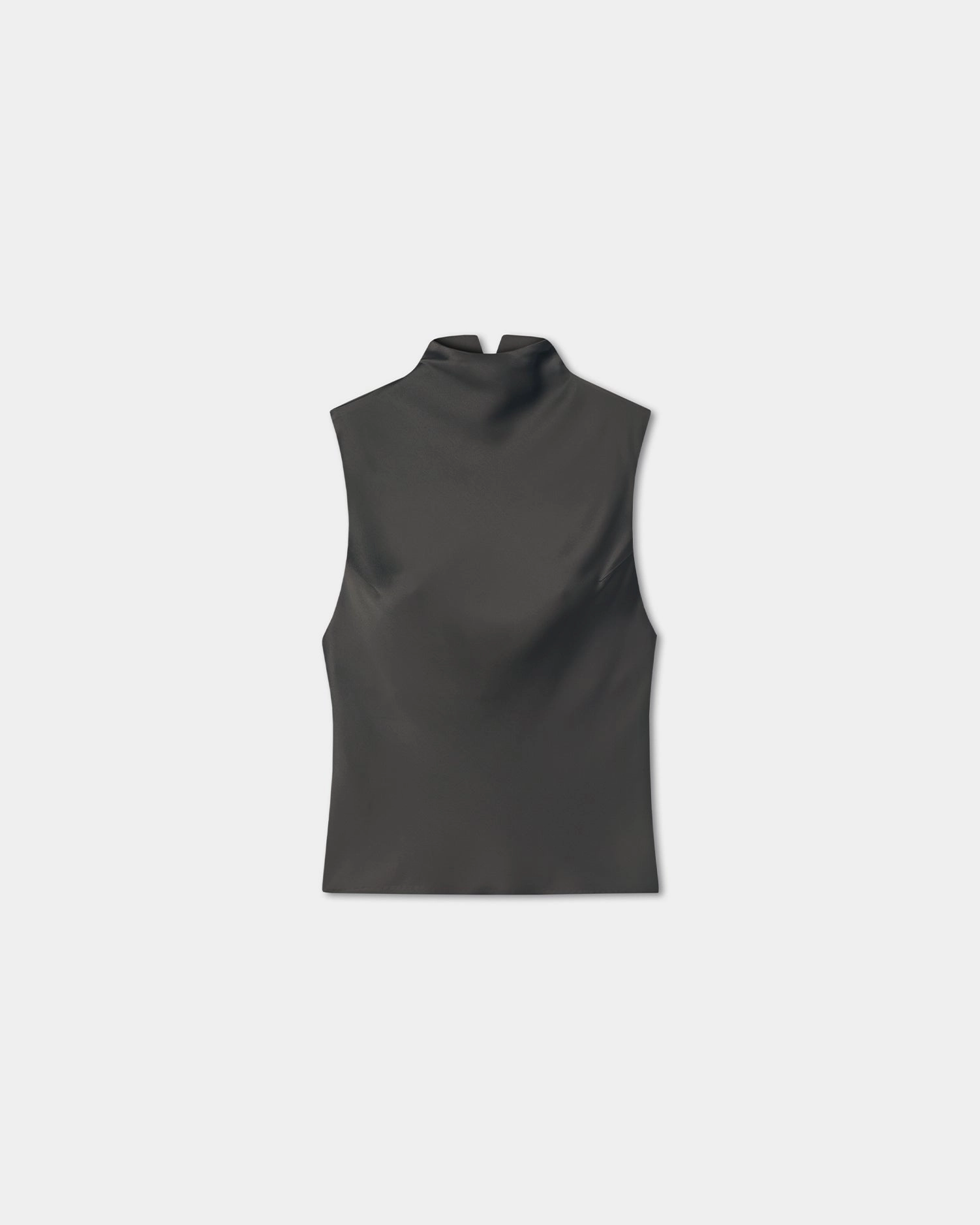 Colson - Slip Satin Turtleneck Top - Dark Green Shape Retention Fabric HypoallergenicFabric