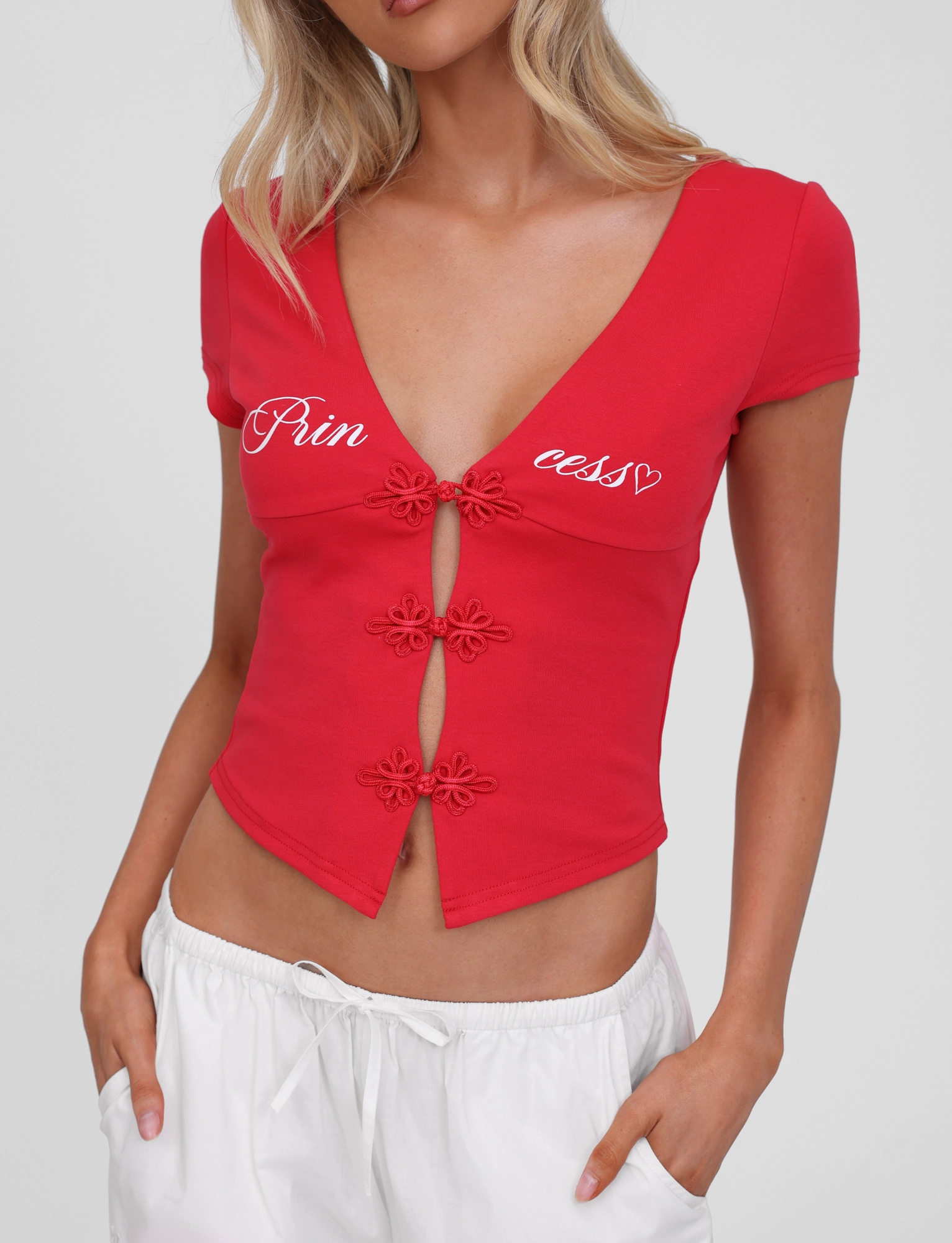 Double Needle Hemming SAVINA TOP - RED