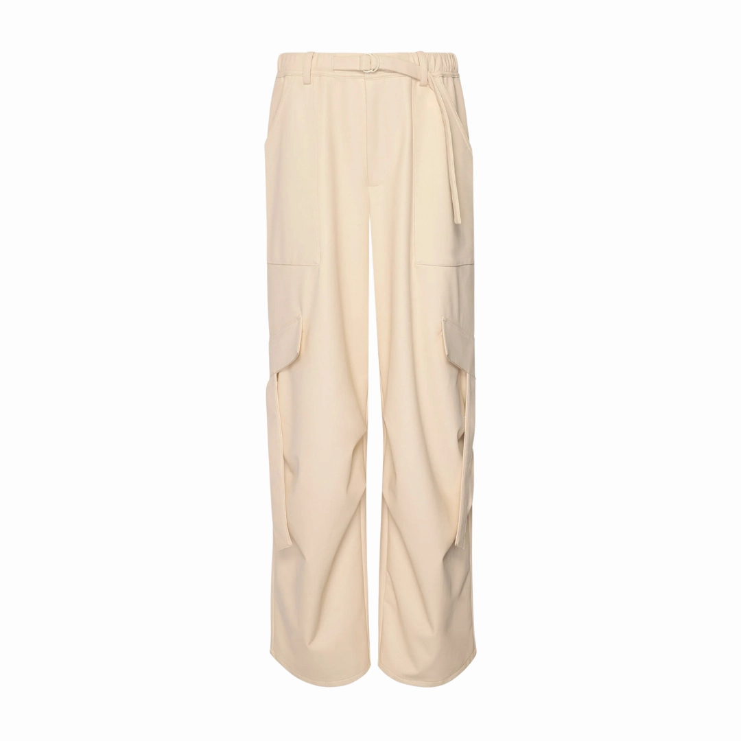 Ecru Faux Leather Pocket Pant SecureZipperClosures