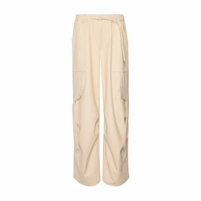 Ecru Faux Leather Pocket Pant SecureZipperClosures