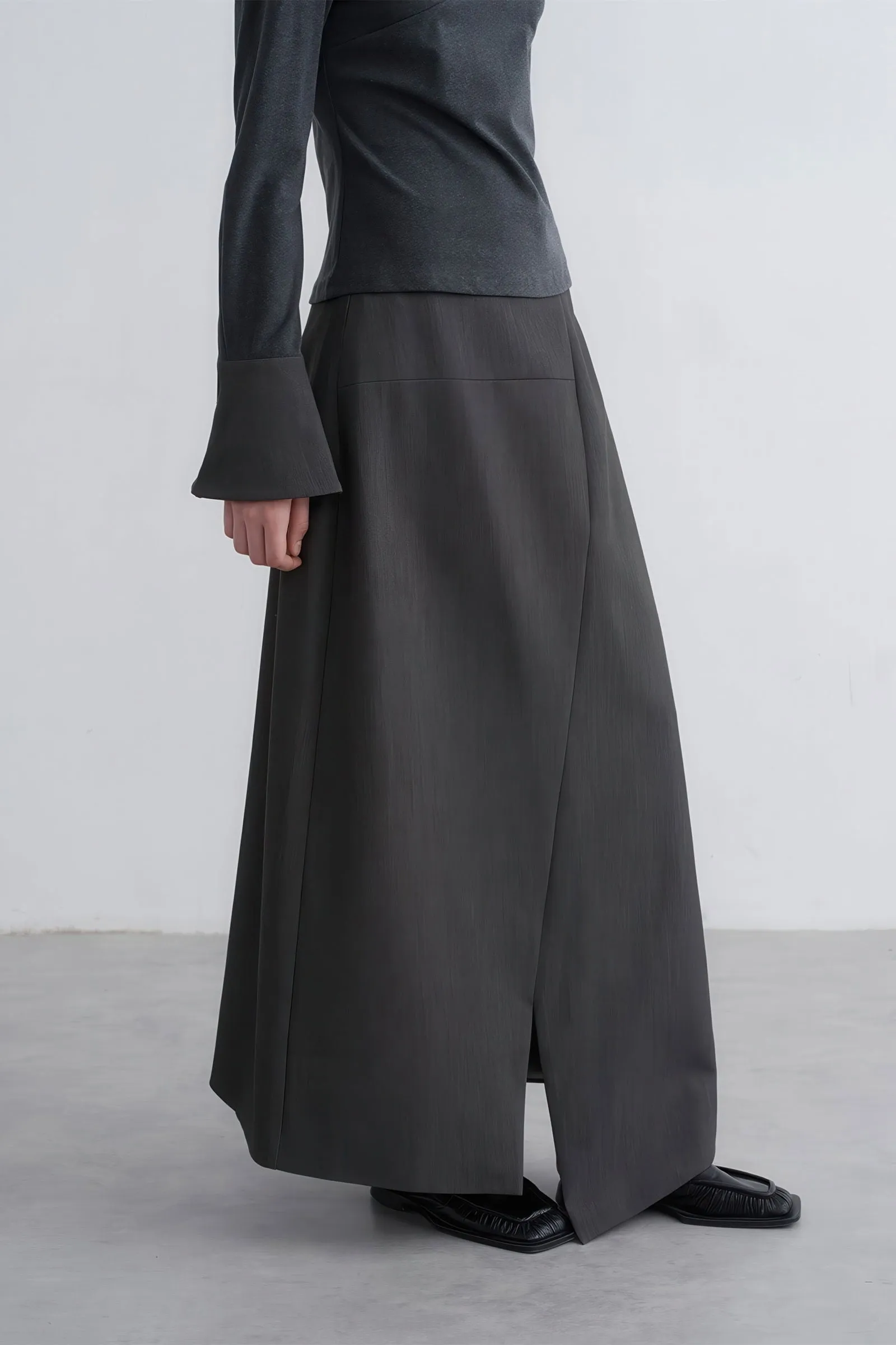 Edgy Asymmetrical Buttoned Slit Skirt