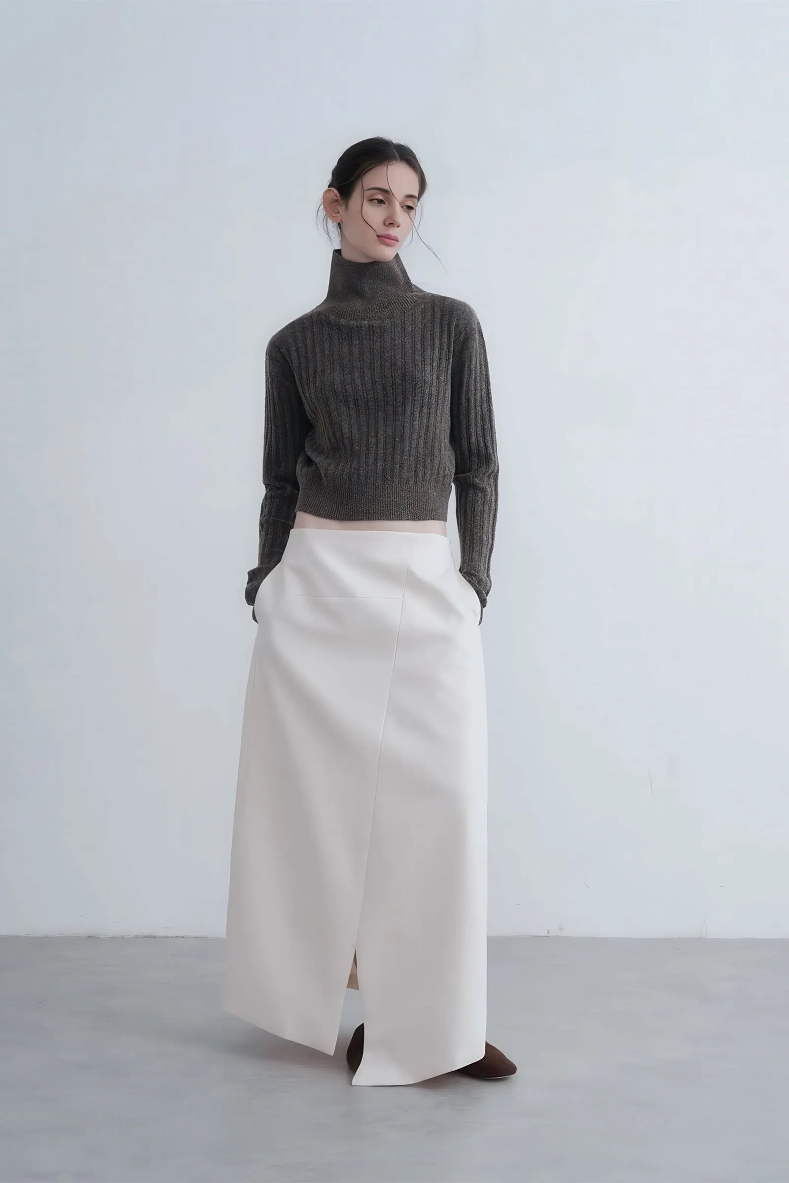 Edgy Asymmetrical Buttoned Slit Skirt