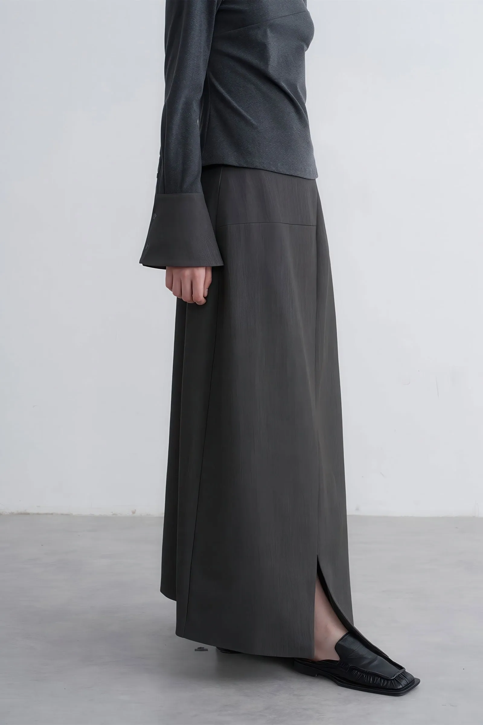Edgy Asymmetrical Buttoned Slit Skirt