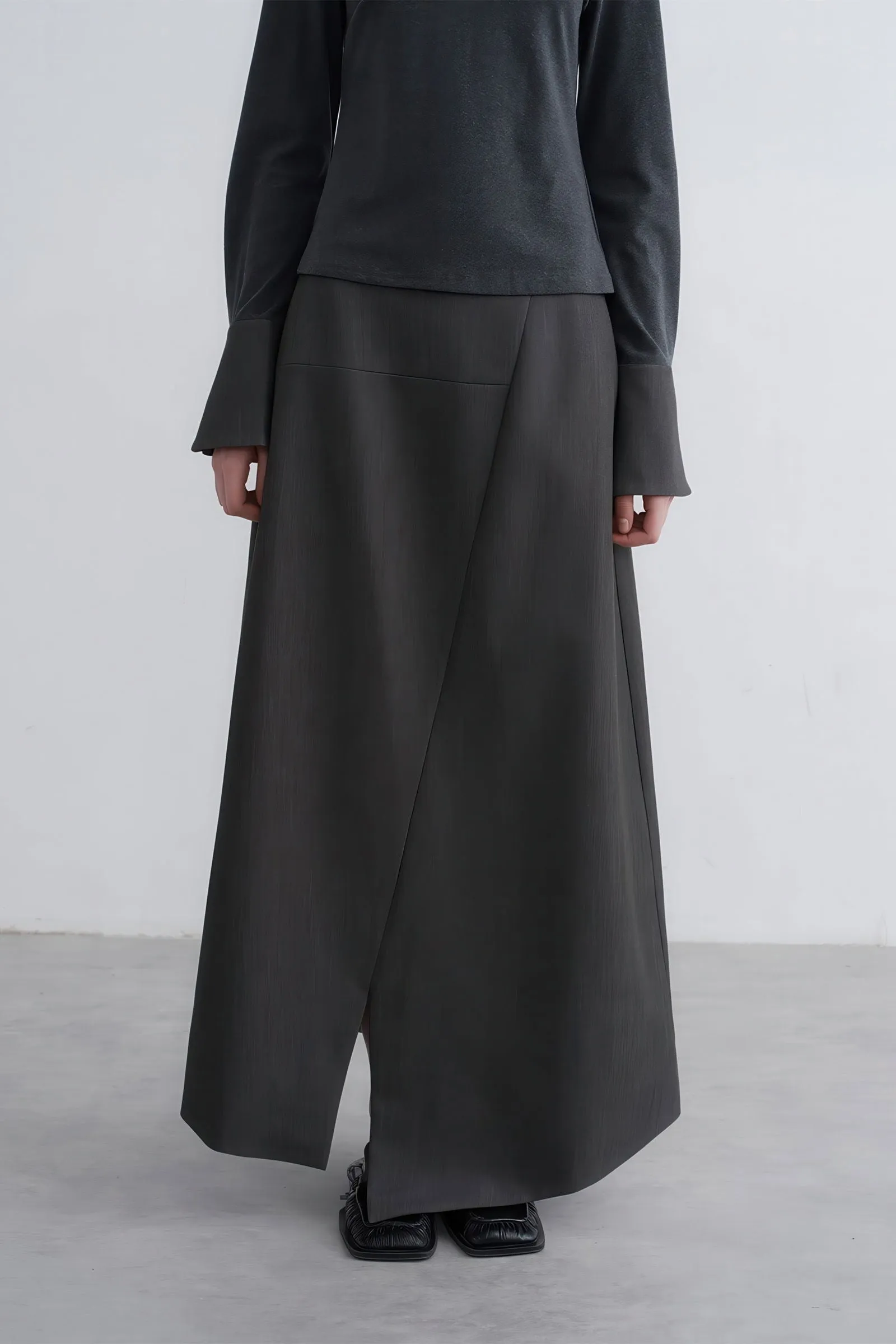 Edgy Asymmetrical Buttoned Slit Skirt