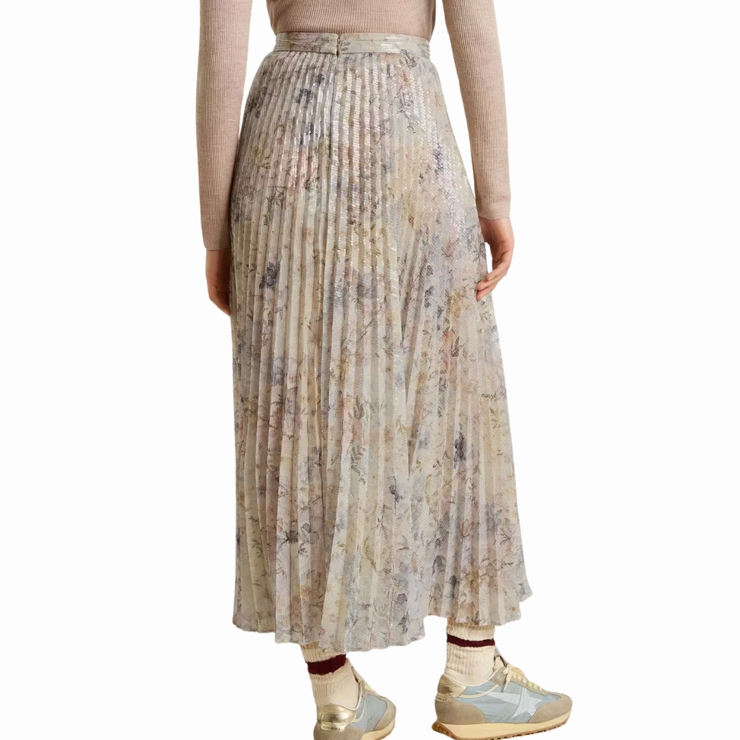 Sequin Pastel Floral Skirt natural fiber