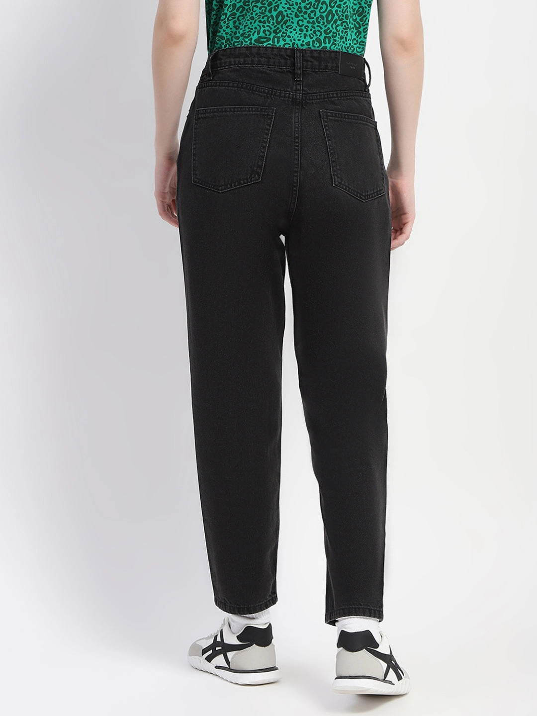 Chill Attire Soft Stretch Madame Cotton Solid Black Straight Denim