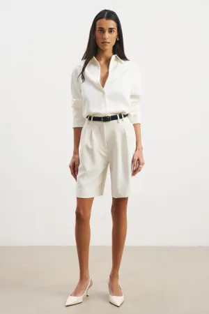 Effortless Pleated Longline Shorts - White Clean Aesthetic kids