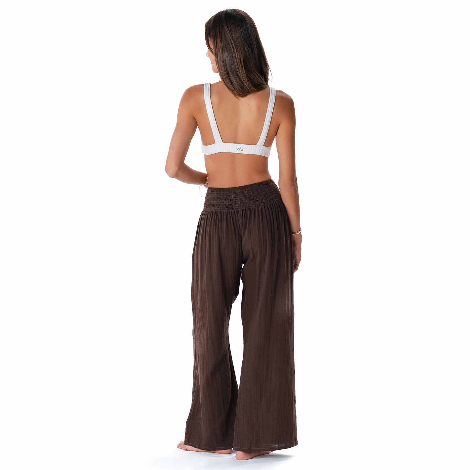 Espresso Wide Leg Cotton Pants Durable Construction