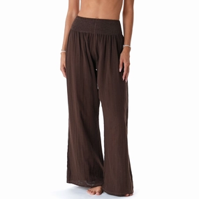 Flexible Performance Espresso Wide Leg Cotton Pants