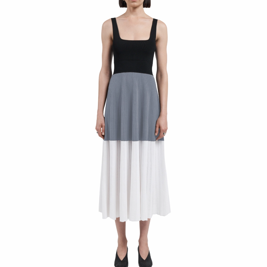 Soft Vibes Square Neck Color Block Dress