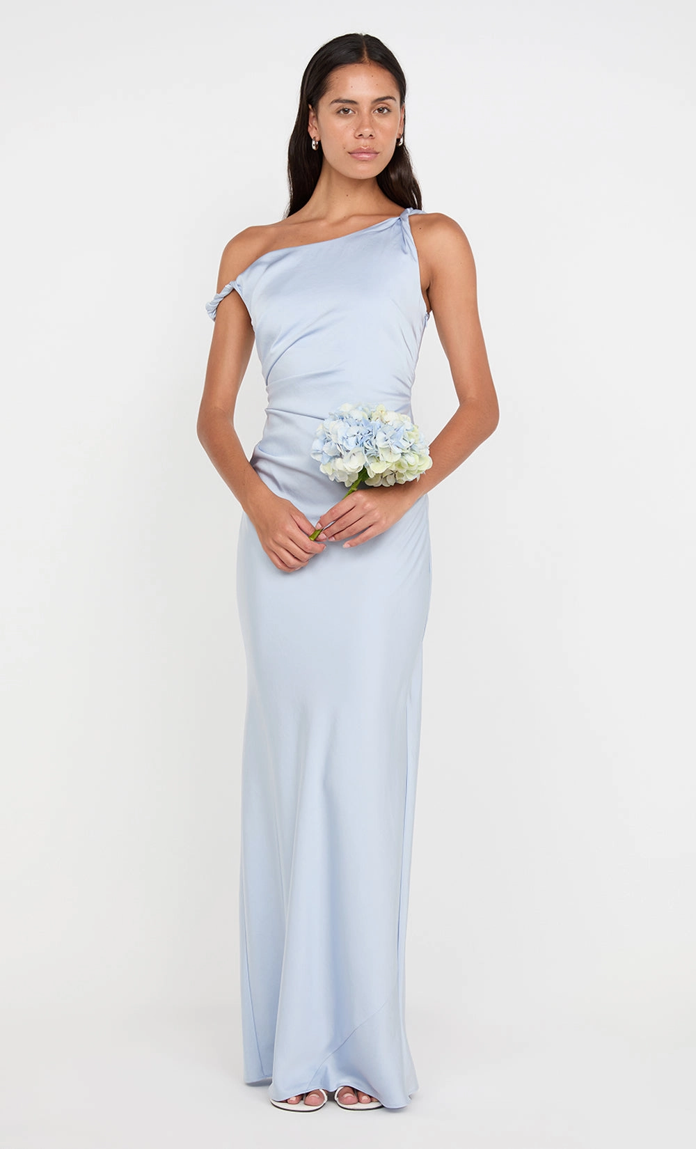 LUNETTA TWIST STRAP DRESS - DUSTY BLUE Natural Light