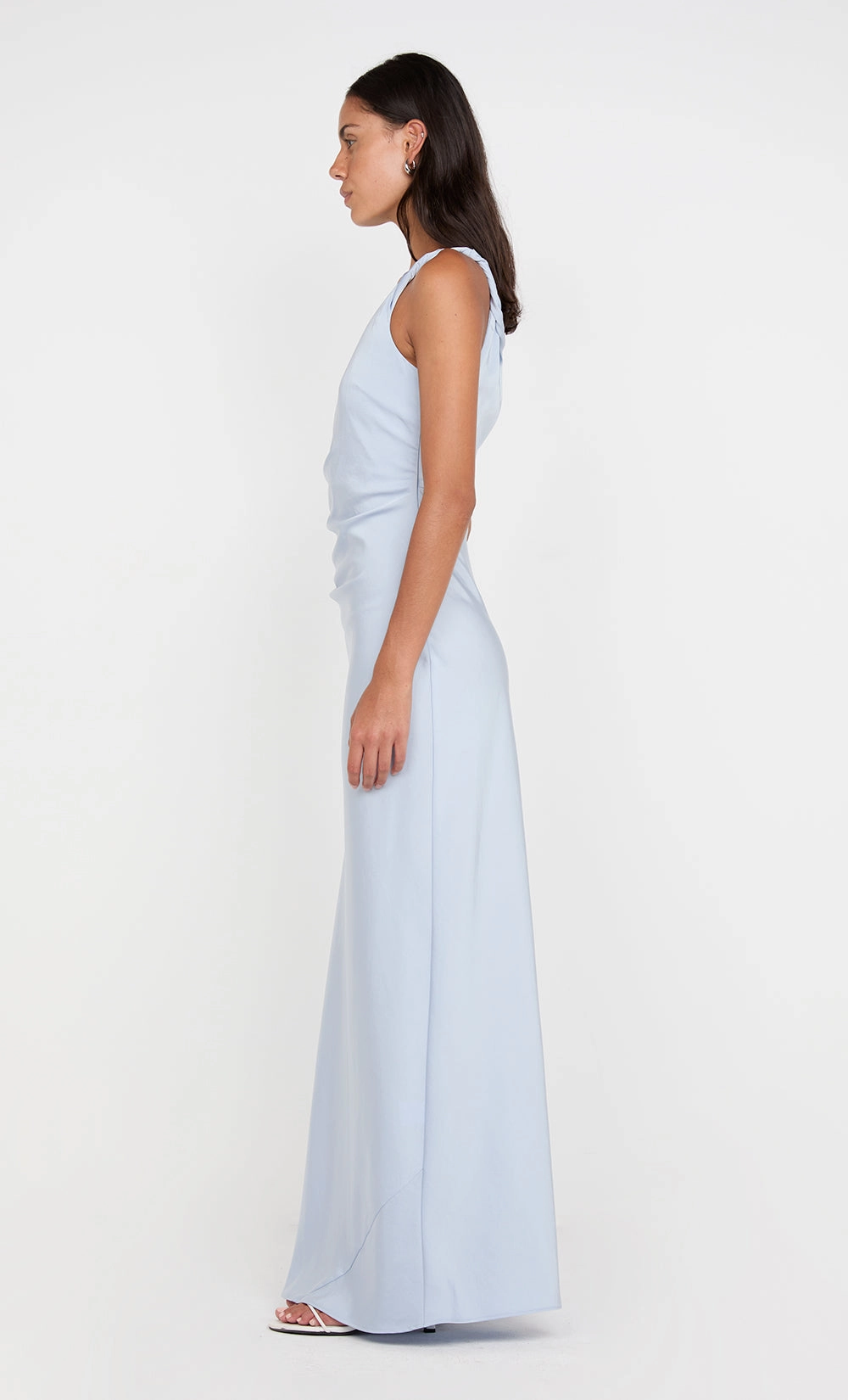 Ruched-Detail LUNETTA TWIST STRAP DRESS - DUSTY BLUE