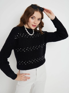 Madame Feather Knit Black Sweater Light and Cozy