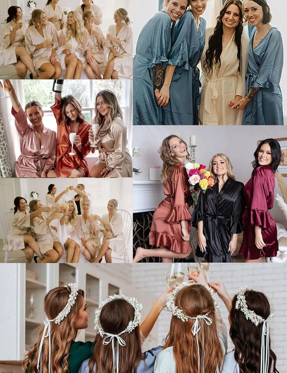 Ekouaer Womens Silk Ruffle Robe Short Satin Kimono Robe Half Sleeve Bathrobe Bridesmaid Wedding Party Dressing Gown