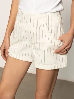 Seam-Free Low Profile Fasteners Arden Denim Short Bleached White Pinstripe