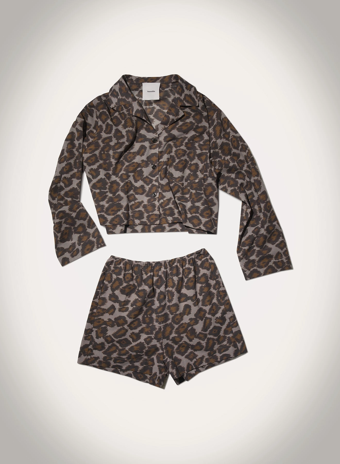 Non Bulk Dylla - Printed Tailored Cotton Voile Shorts - Crayon Ocelot