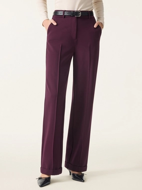 Stretch Ponte High Rise Straight Leg Pintuck Trousers Athletic Flex Wear