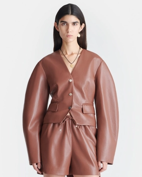 Kiyo - Okobor? Alt-Leather Blazer - Henna Sport-Ready Apparel WindproofLayer