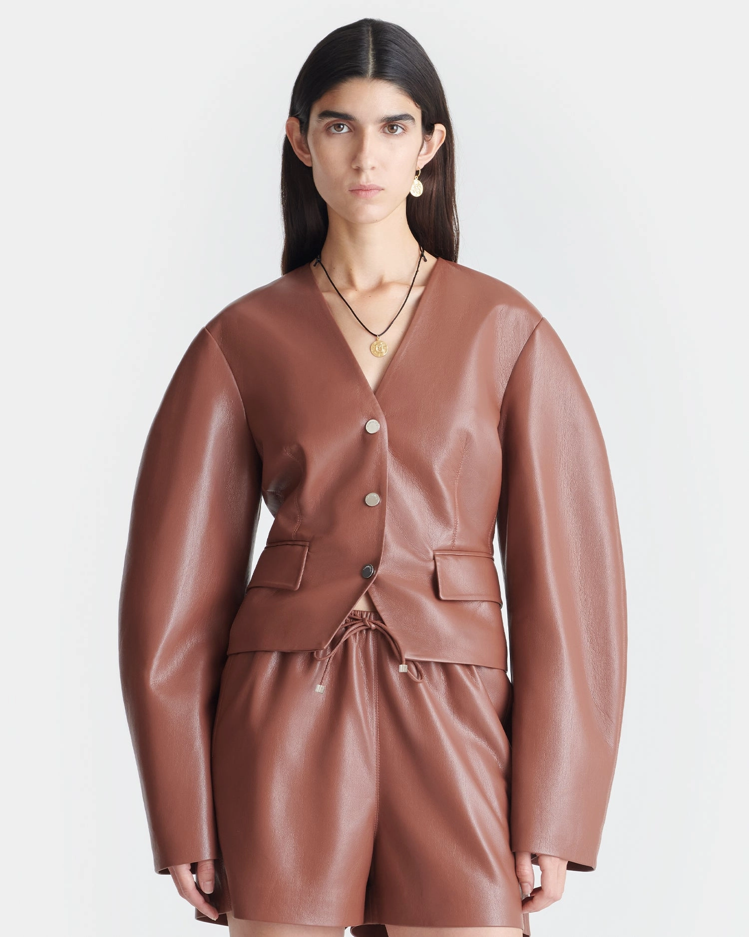 Kiyo - Okobor? Alt-Leather Blazer - Henna Sport-Ready Apparel WindproofLayer