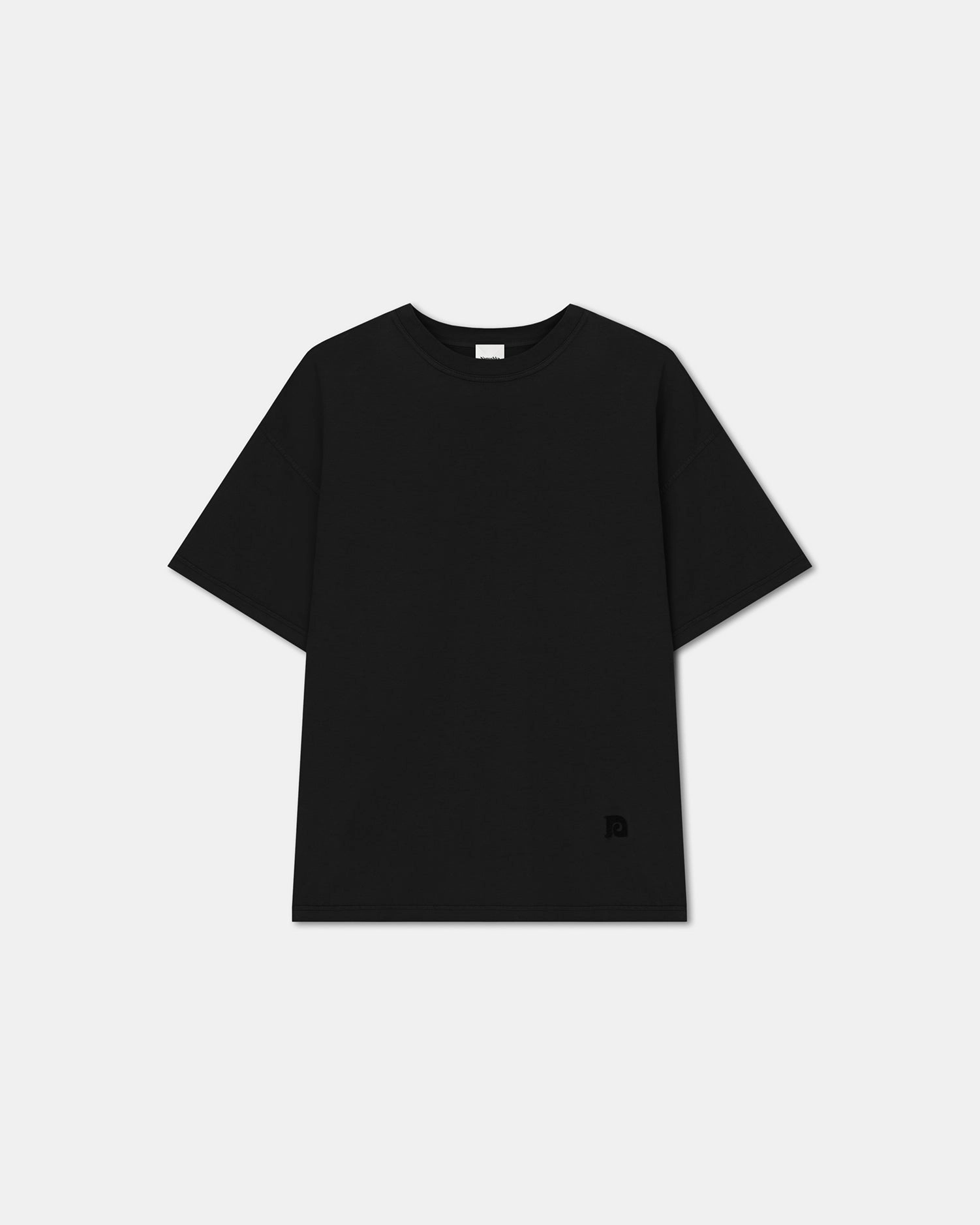 FadeResistant Dye BoxyCrop Wren - Embroidered Cotton-Jersey T-Shirt - Black