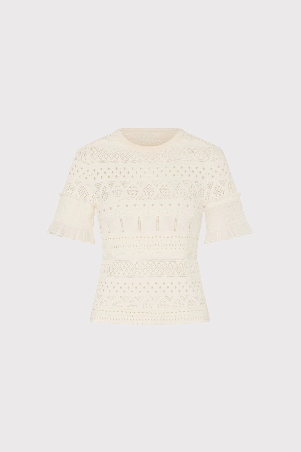 Breathable Yarn Non Restrictive Silhouette Smocked Finish Pointelle Top
