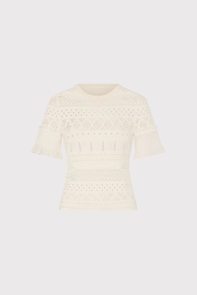 Breathable mesh panel Quick Dry Knitwear Smocked Finish Pointelle Top