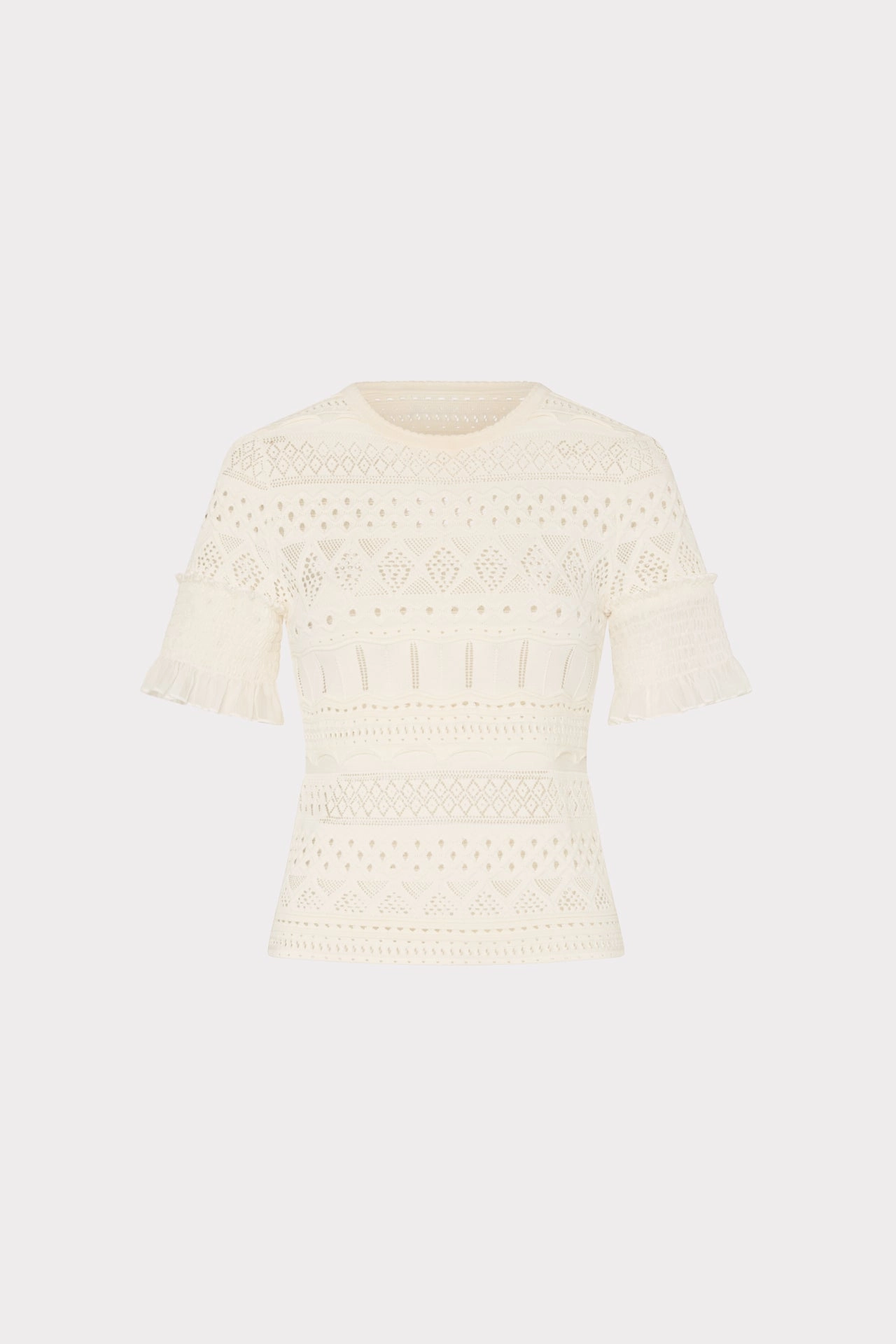 All Season WideRibbed Texture Smocked Finish Pointelle Top