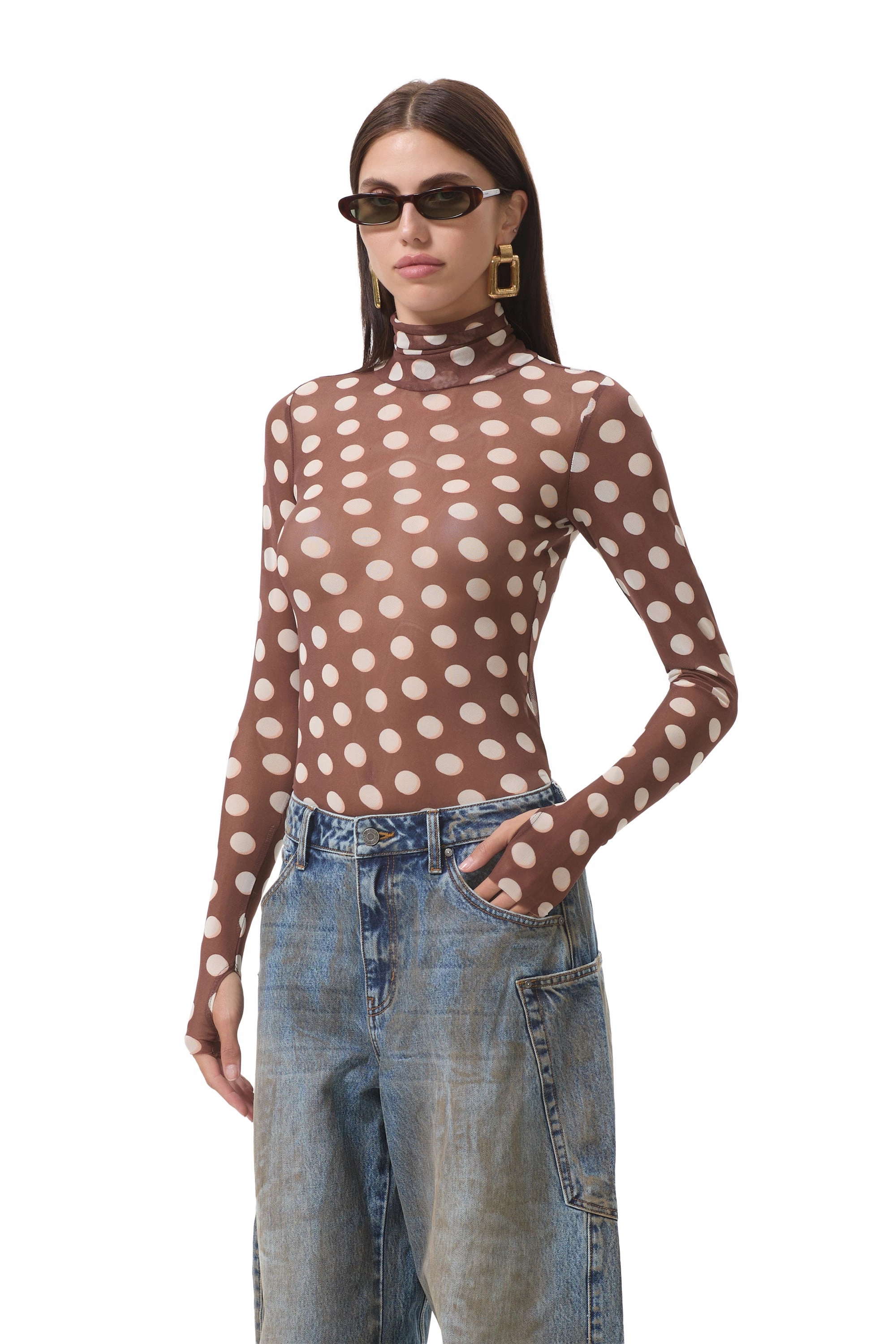 Zadie Top - Chocolate Halo Dot SeamlessKnitConstruction