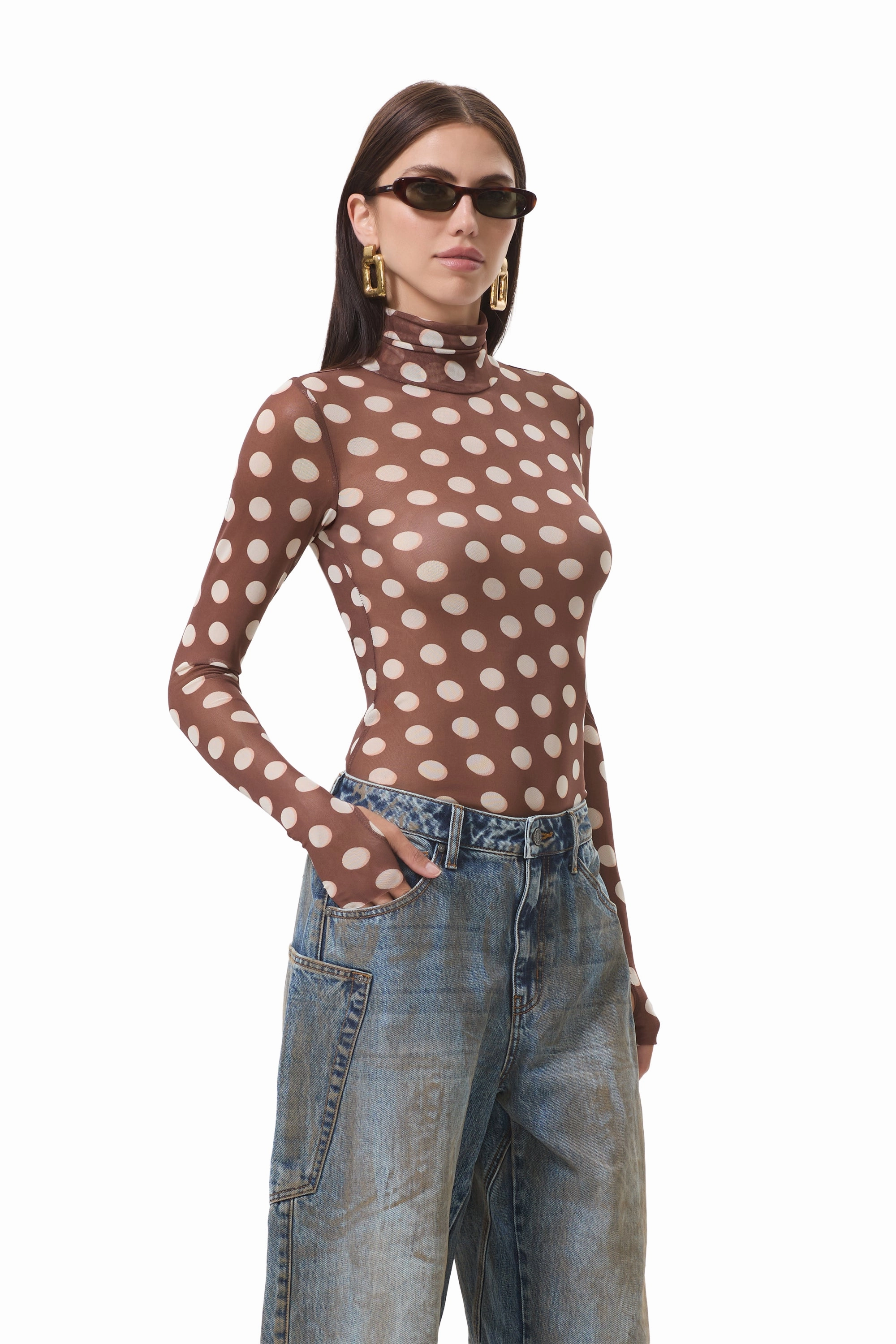 FadeResistant Finish Tencel Cotton Hybrid Weave Zadie Top - Chocolate Halo Dot