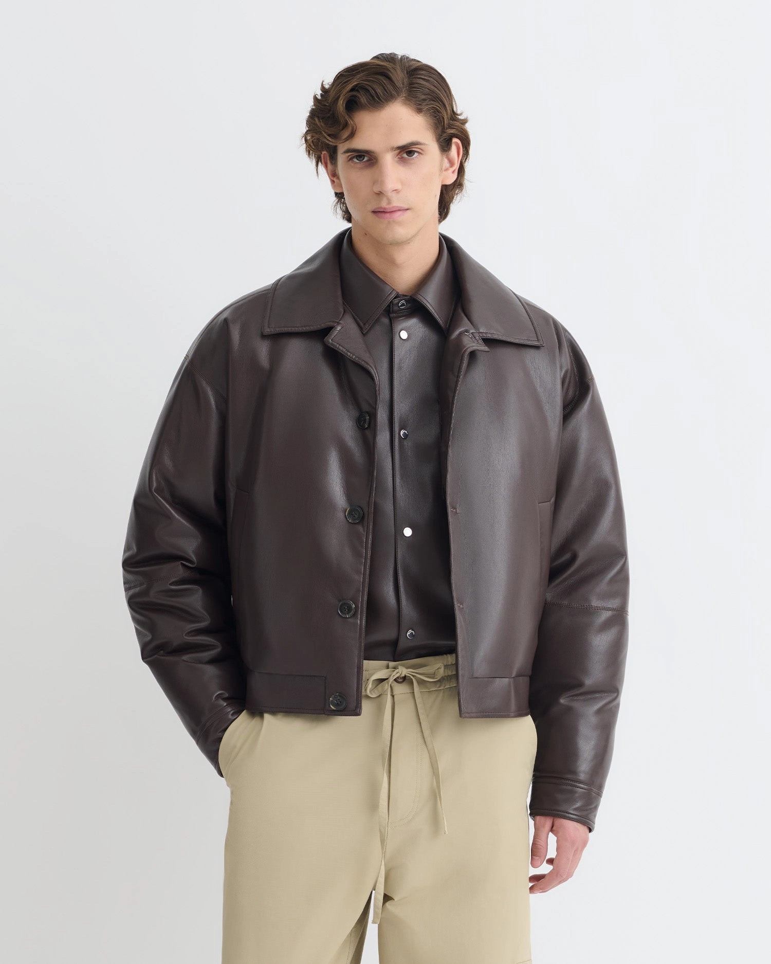 Zaler - Okobor? Alt-Leather Jacket - Coffee Ground Low Profile Logo Embossing Flexible Back Panel
