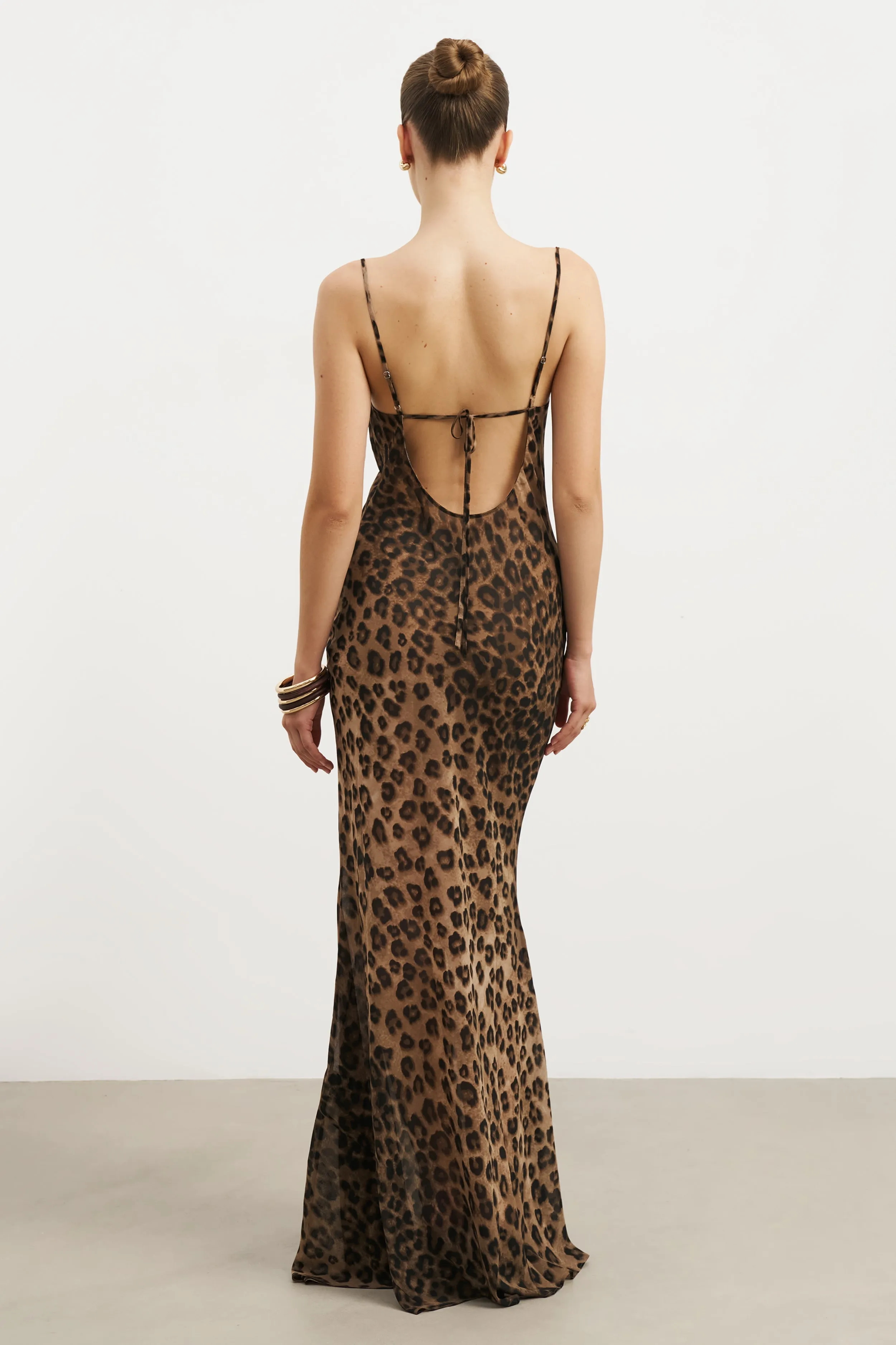 Ruched Chiffon Maxi Dress - Leopard Print Fresh Fit Love Energy