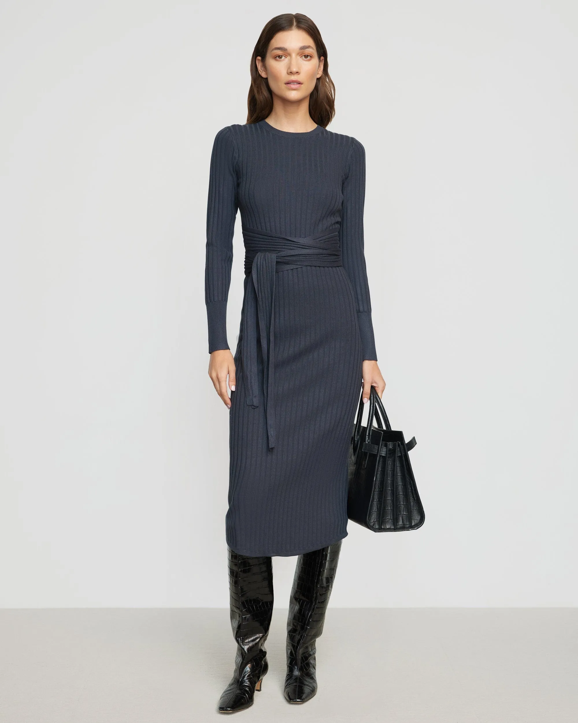 Urban Aesthetic Carmen Tie-Front Ribbed Dress