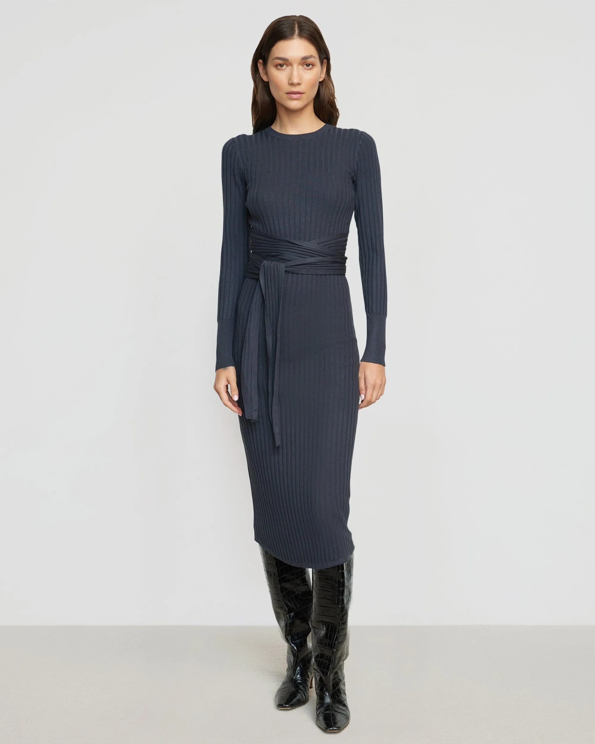 Carmen Tie-Front Ribbed Dress Playful and flirty dress