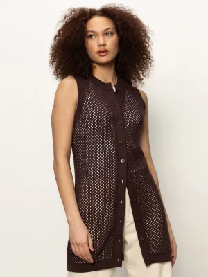 Long Openwork Vest Mesa Smooth Jersey Texture EnhancedDurabilityFinish