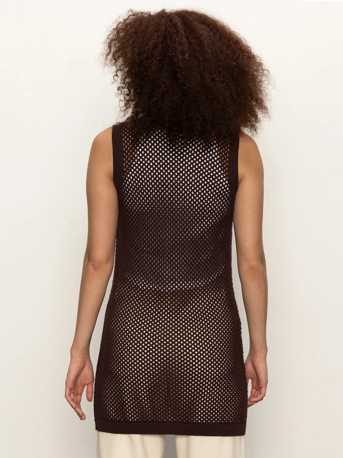 Leather combination Street Ready Long Openwork Vest Mesa